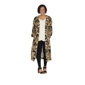 G.I.L.I Palm Print Kimono Duster Size XSP green black cream